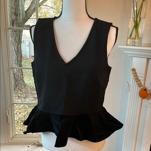 Elegant Black Sleeveless Peplum Top